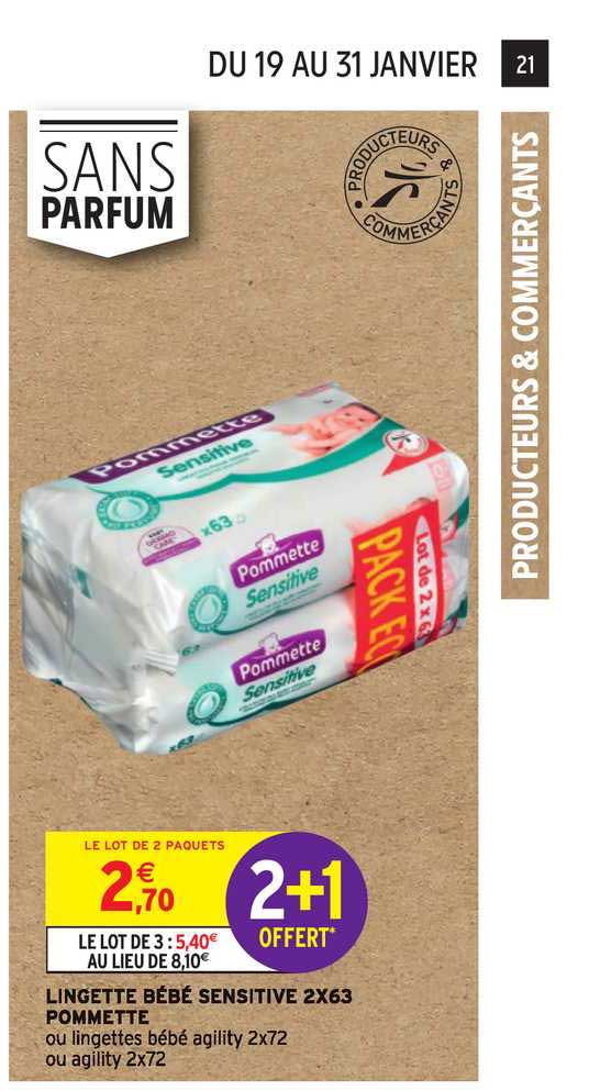 lingette bébés sensitive 2x63 pommette