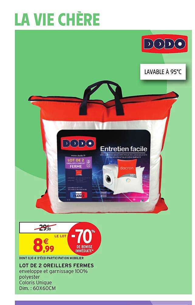 lot de 2 oreillers fermes -70% de remise immédiate