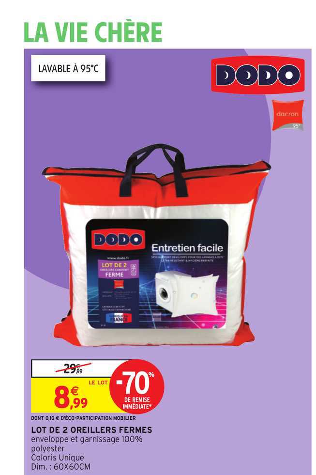 lot de 2 oreillers fermes dodo