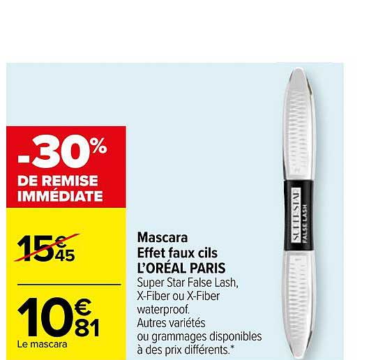 mascara effet faux cils l'oréal paris -30% de remise immédiate