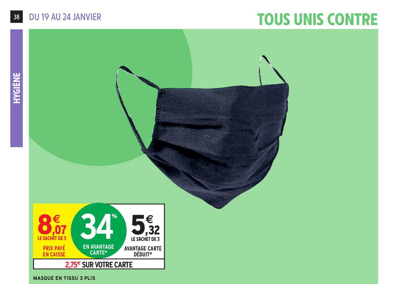 masque en tissu 3 plis