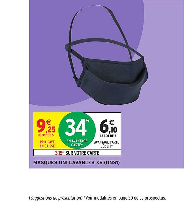 Masques Uni Lavables X5