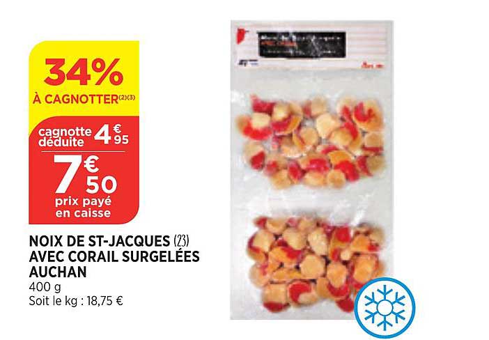 noix de st-jacques avec corail surgelées auchan