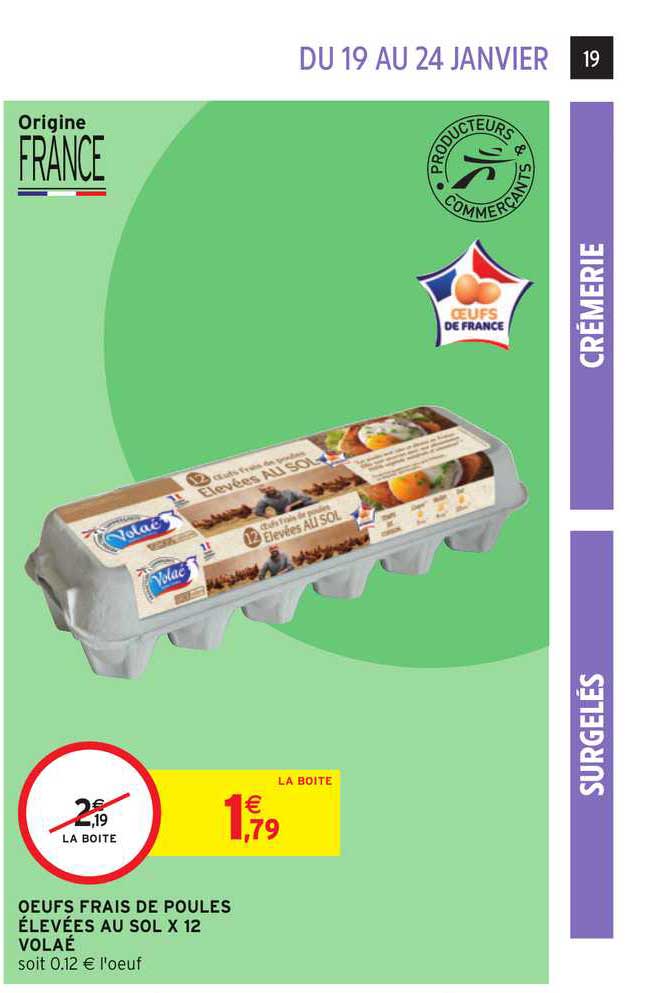 oeufs frais de poules élevées au sol x12 volaé