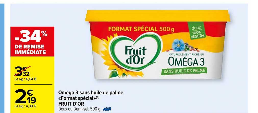 oméga 3 sans huile de palme "format spécial" fruit d'or -34% de remise immédiate