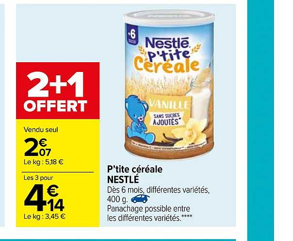 p'tite céréale nestlé 2+1 offert