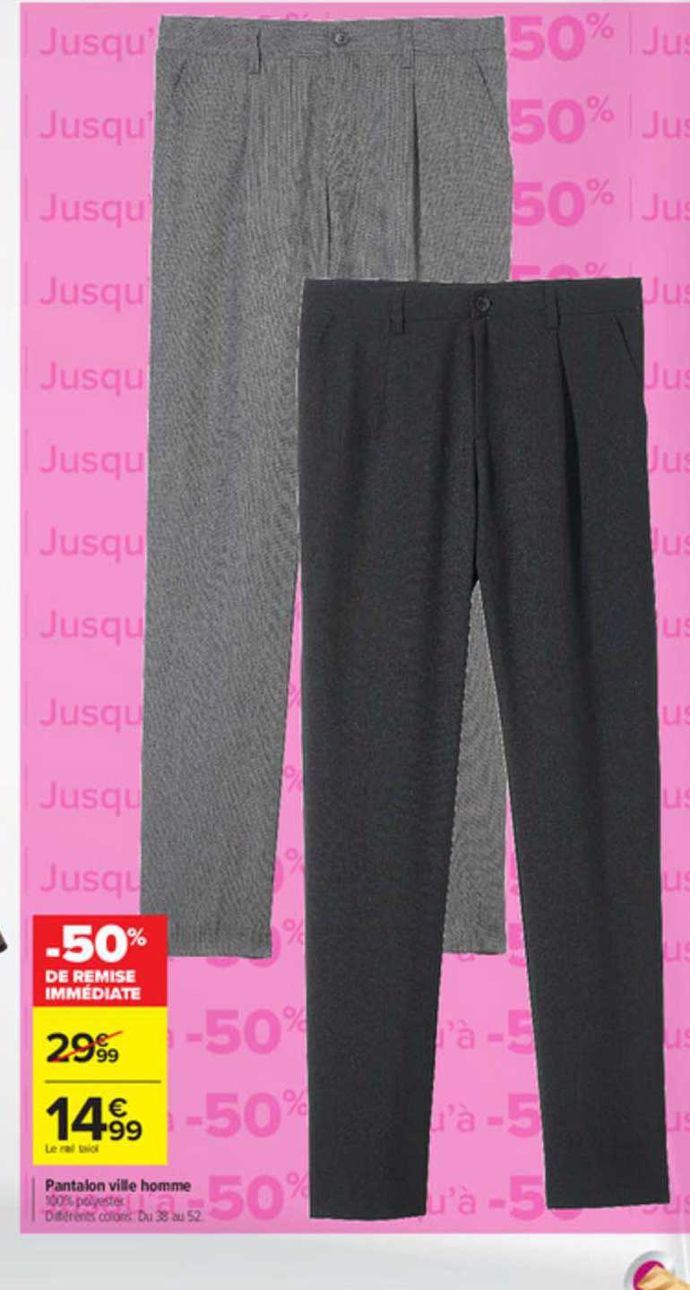 pantalon ville homme -50% de remise immédiate