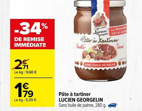 pâte à tartiner lucien georgelin -34% de remise immédiate