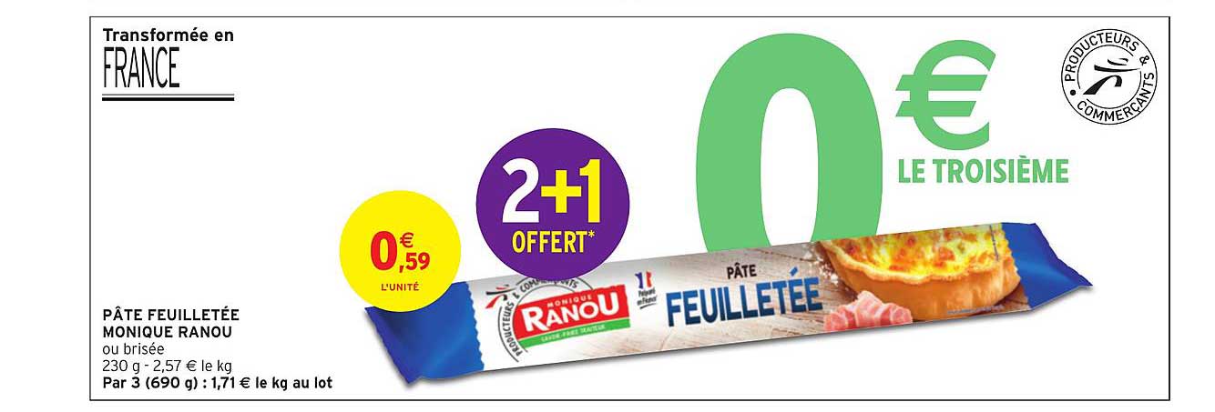 pâte feuilletée monique ranou 2+1 offert
