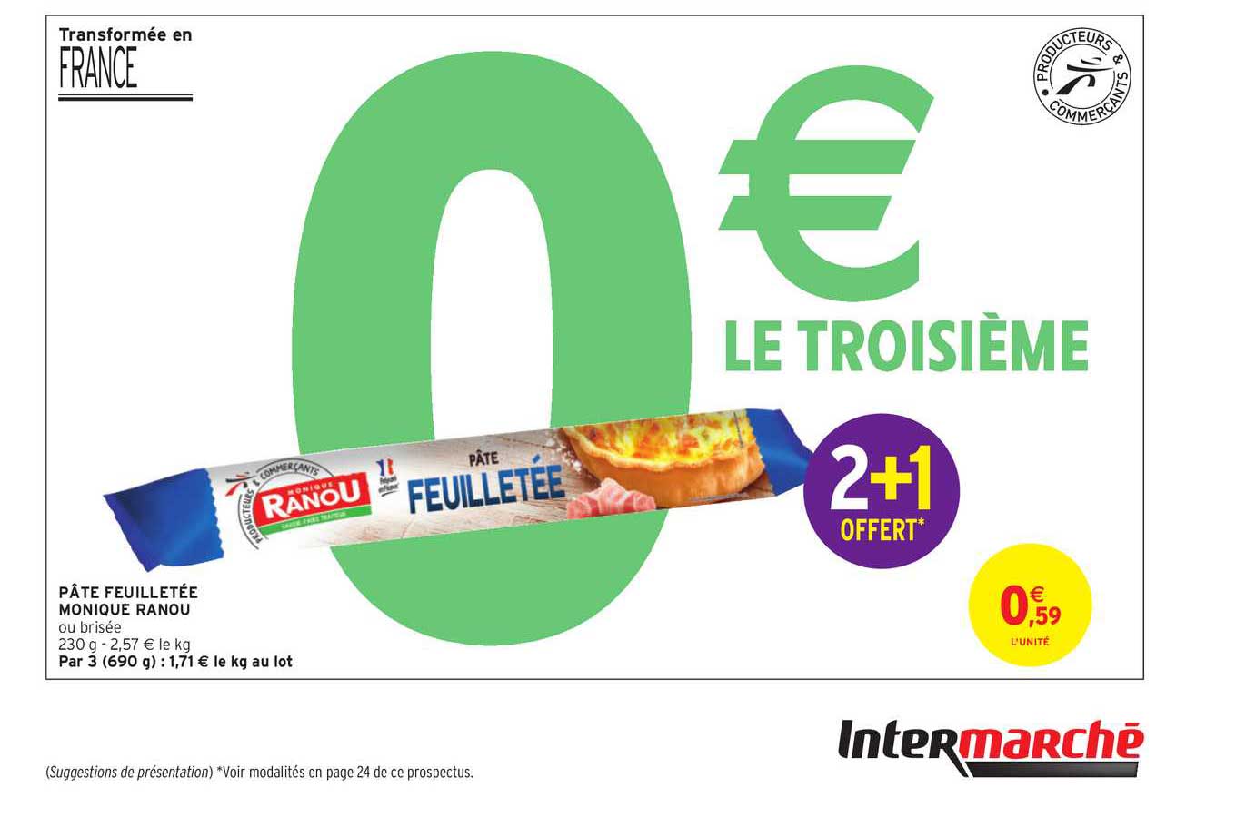 pâte feuilletée monique ranou 2+1 offert