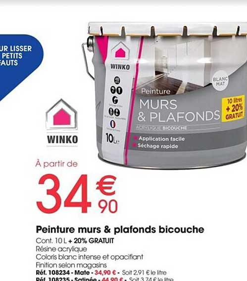 peinture murs & plafonds bicouche winko