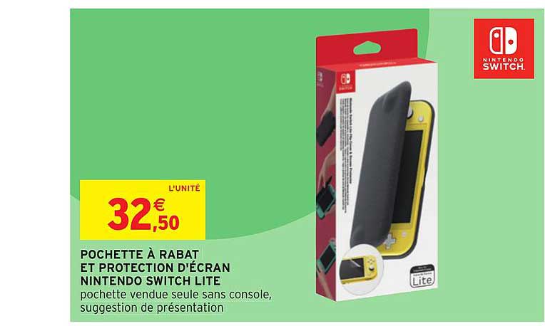 pochette à rabat et protection d'écran nintendo switch lite