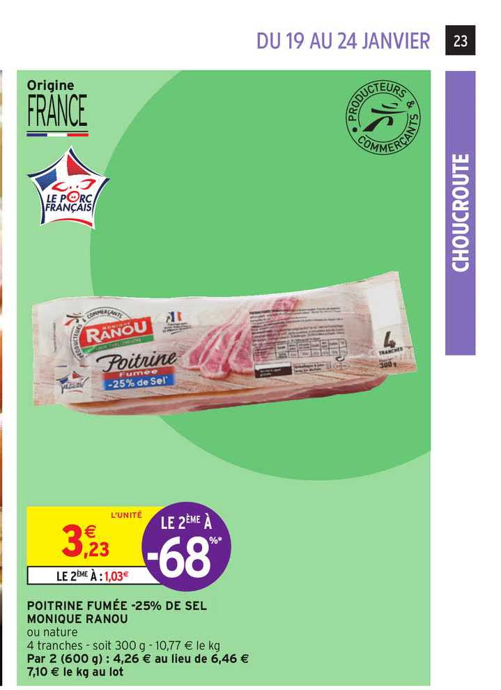 poitrine fumée -25% de sel monique ranou