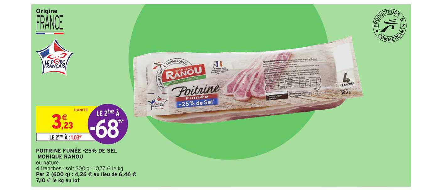 poitrine fumée -25% de sel monique ranou