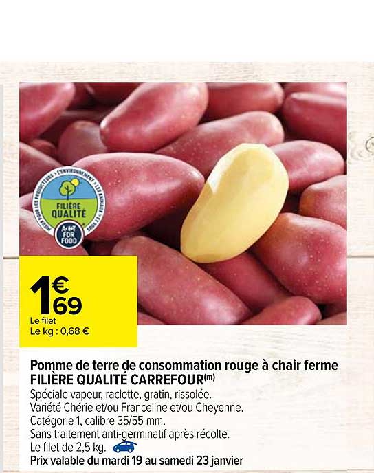 Pomme De Terre De Consommation Rouge à Chair Ferme Filière Qualité Carrefour