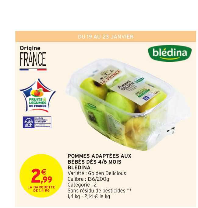 pommes adaptées aux bébés dès 4 6 mois bledina