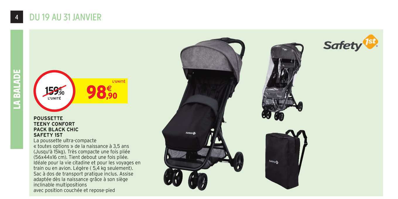 poussette teeny confort pack black chic safety 1st