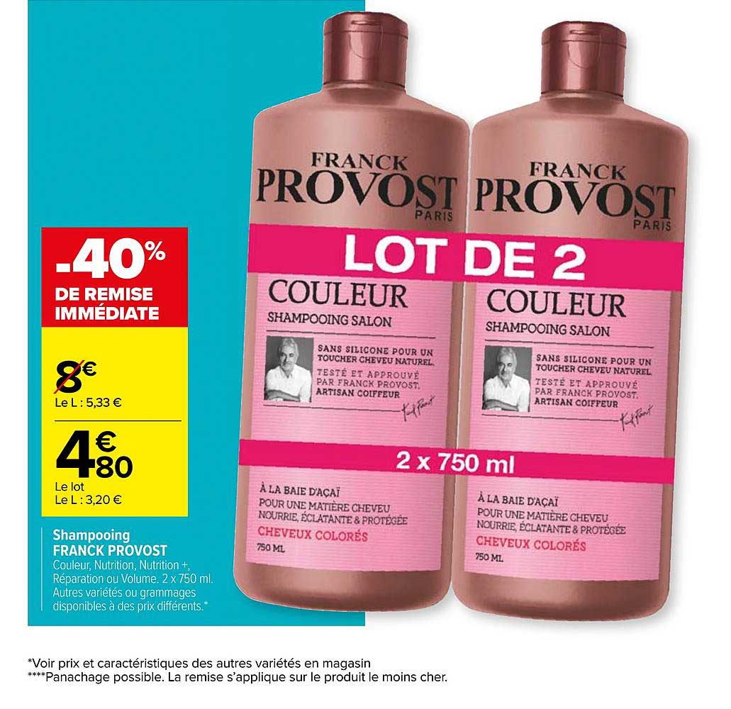 shampooing franck provost -40% de remise immédiate