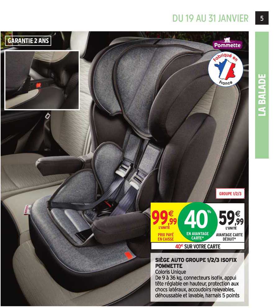 siège auto groupe 1-2-3 isofix pommette