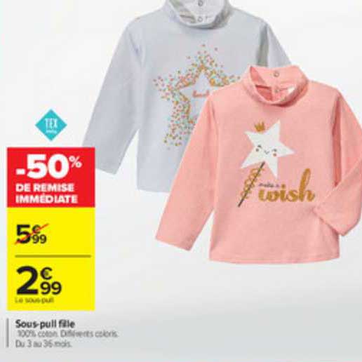 sous pull fille -50% de remise immédiate