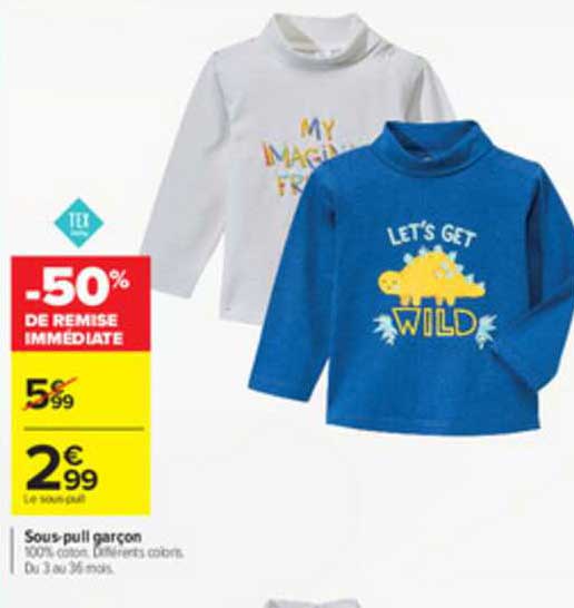 sous pull garçon -50% de remise immédiate