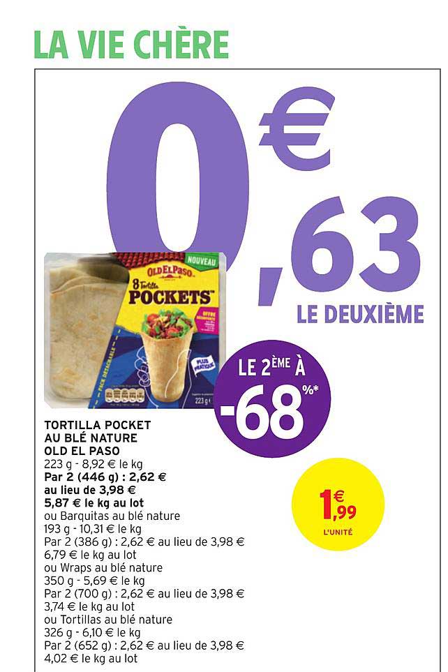 Tortilla Pocket Au Blé Nature Old El Paso Le 2ème à -68%