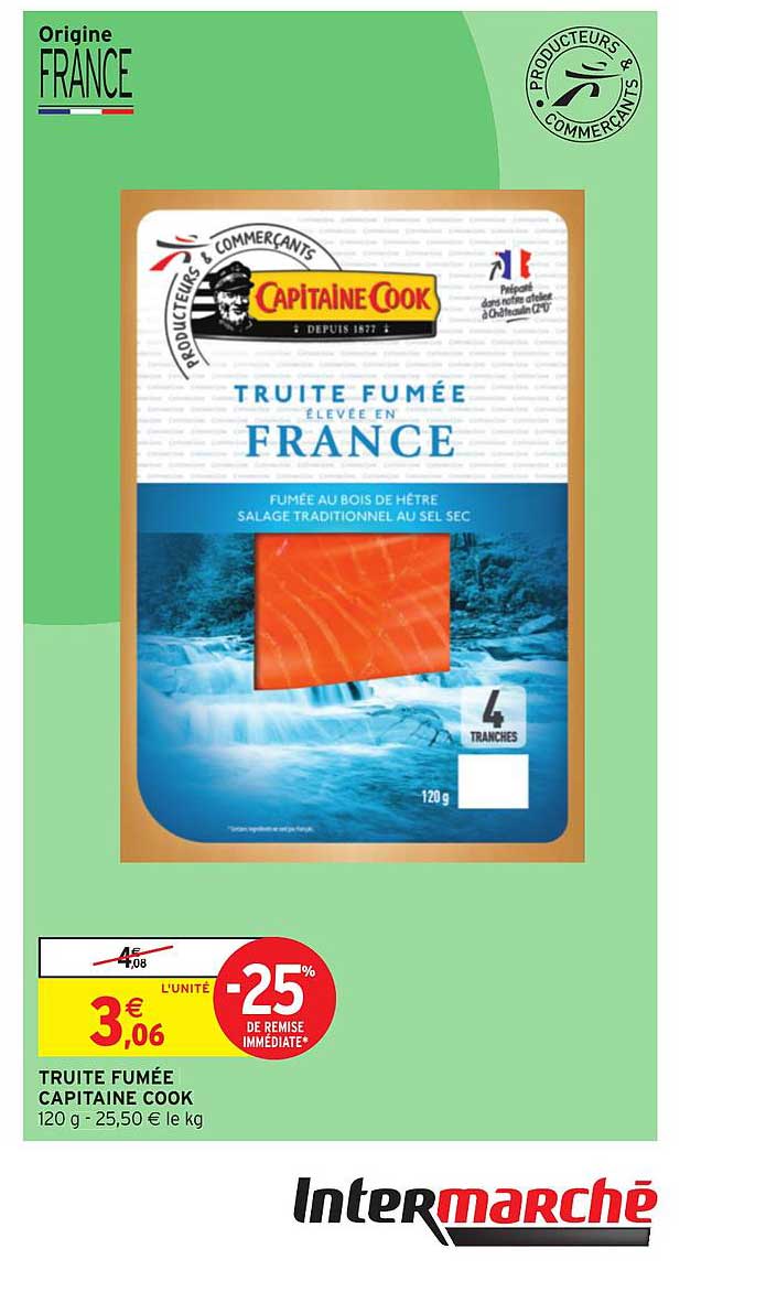 truite fumée capitaine cook -25% de remise immédiate