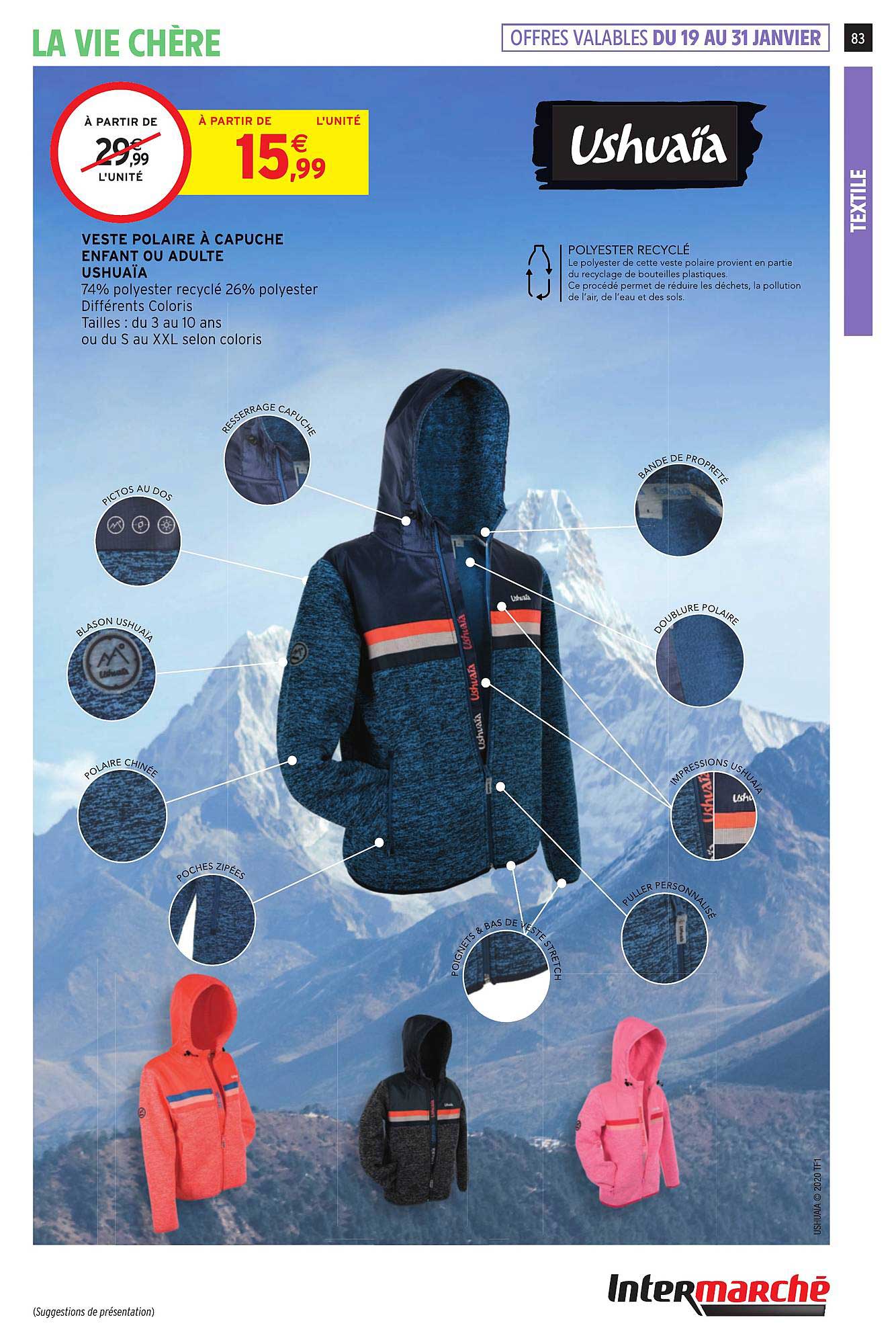 Veste Polaire à Capuche Enfant Ou Adulte Ushuaïa