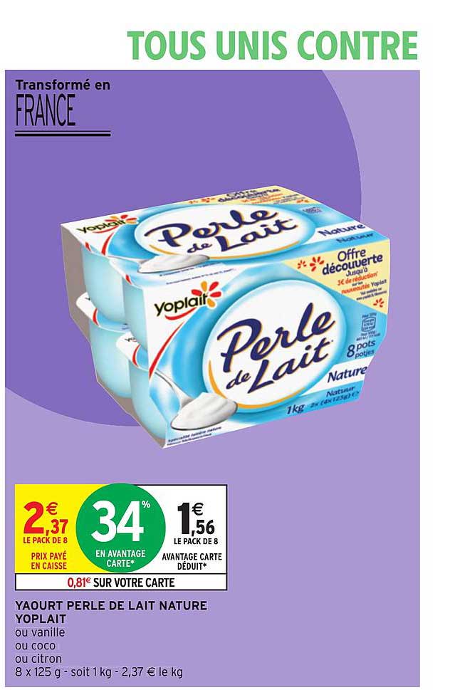 Yaourt Perle De Lait Nature Yoplait