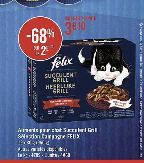 aliments pour chat succulent grill sélection campagne felix