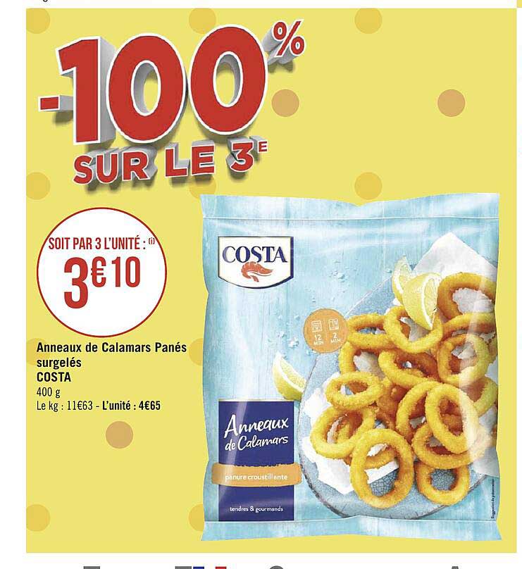 Anneaux De Calamars Panés Surgelés Costa