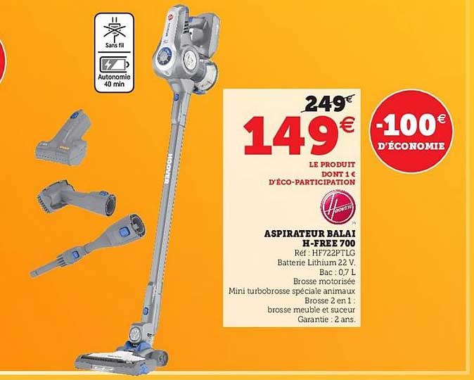 aspirateur balai h-free 700 hoover