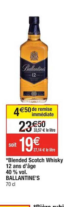 blended scotch whisky 12 ans d'âge 40% vol. ballantine's