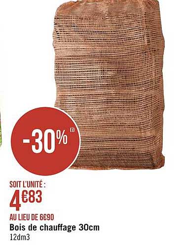 bois de chauffage 30cm