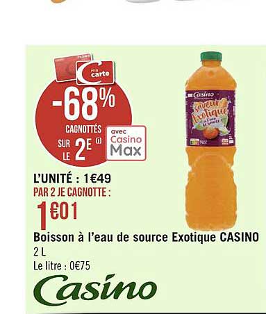 boisson à l'eau de source exotique casino