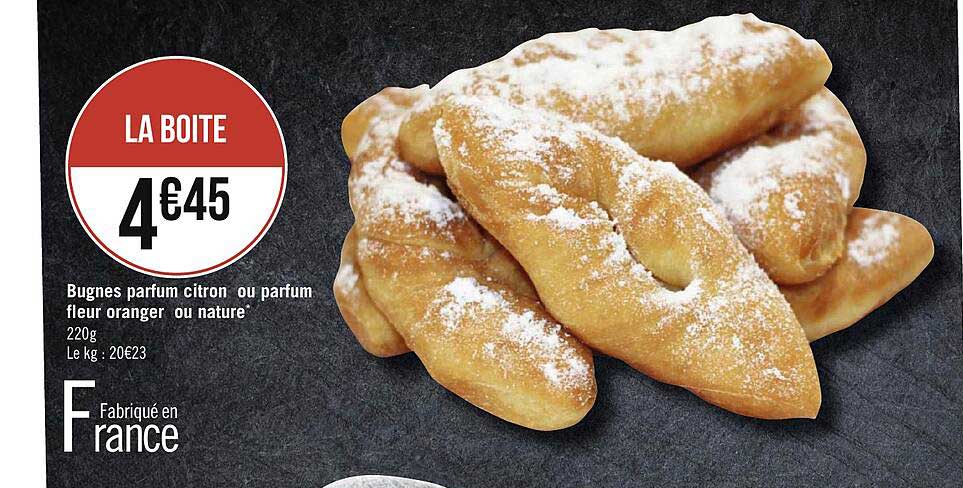 bugnes parfum citron ou parfum fleur oranger ou nature