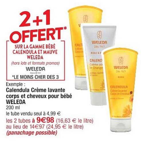 calendula crème lavante corps et cheveux pour bébé weleda