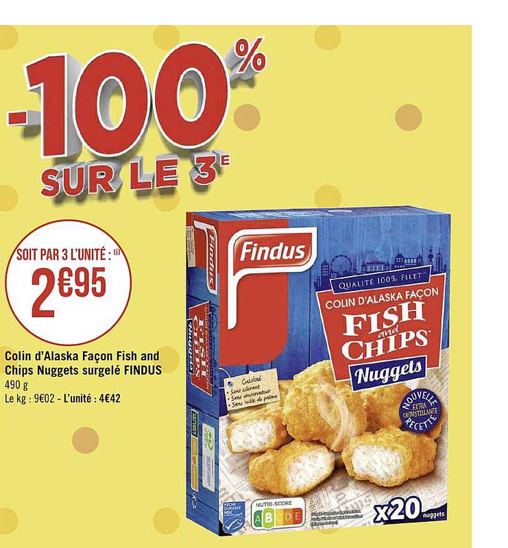 colin d'alaska façon fish and chips nuggets surgelé findus