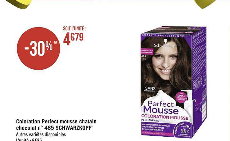 coloration perfect mousse chatain chocolat n° 465 schwarzkopf