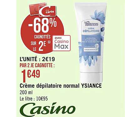 crème dépilatoire normal ysiance