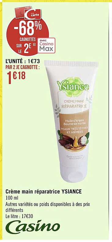 crème main réparatrice ysiance
