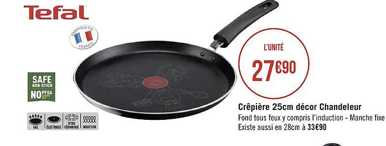 crêpière 25cm décor chandeleur tefal