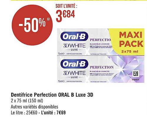 dentifrice perfection oral b luxe 3d
