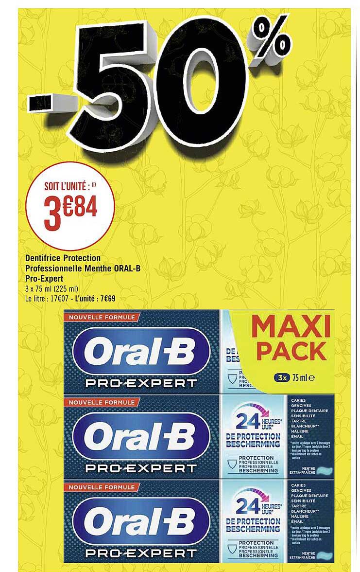 dentifrice protect professionnelle menthe oral-b pro-expert