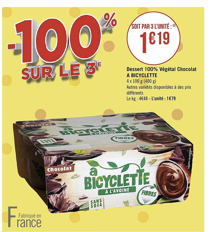 dessert 100% végétal chocolat à bicyclette