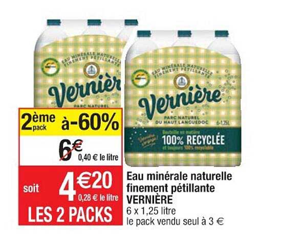 eau minérale naturelle finement pétillante vernière