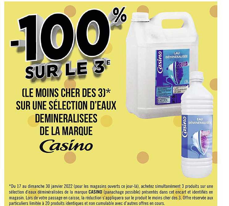 eaux déminéralisées de la marque casino