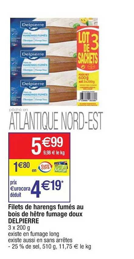 filets de harengs fumés au bois de hêtre fumage doux delpierre