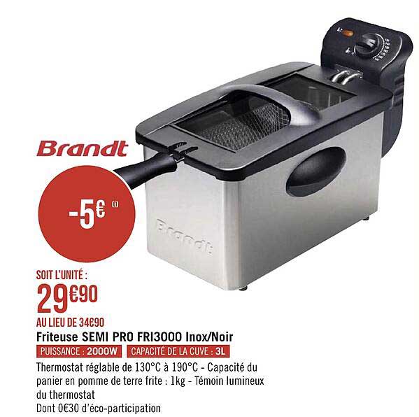 friteuse semi pro fri3000 inox-noir brandt