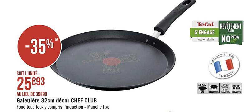 galettière 32 cm décor chef club tefal